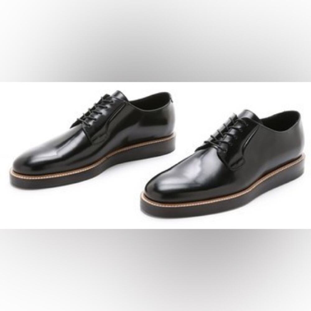 Vince Black Leather Dylan Derby Lace Up Oxford Dress Shoes Size 8